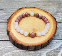 Love and Heart Chakra Healing Bracelet - Rhodonite & Rose Quartz | Brahmatells by Brahmatells