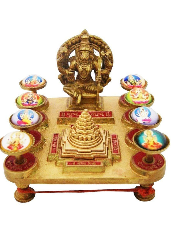 Mahalakshmi Yantra Chowki (Brass Chowki) | Ashtalaxmi Yantra Brass Chowki for Money by Brahmatells