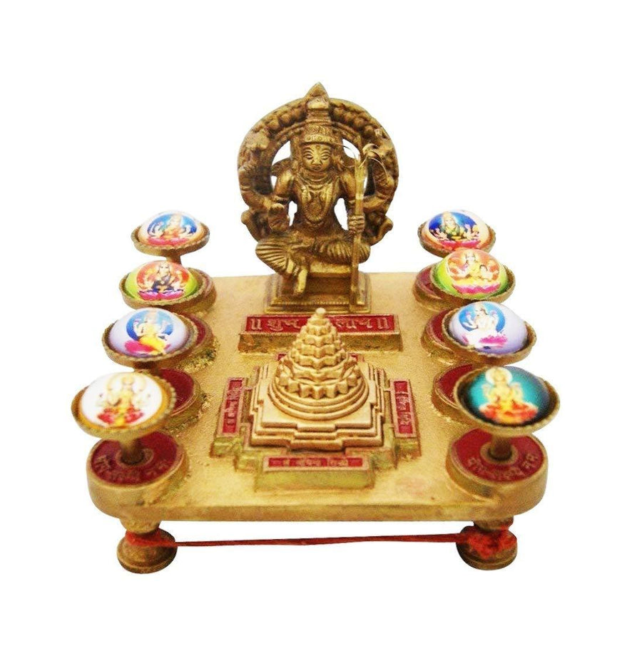 Mahalakshmi Yantra Chowki (Brass Chowki) | Ashtalaxmi Yantra Brass Chowki for Money by Brahmatells