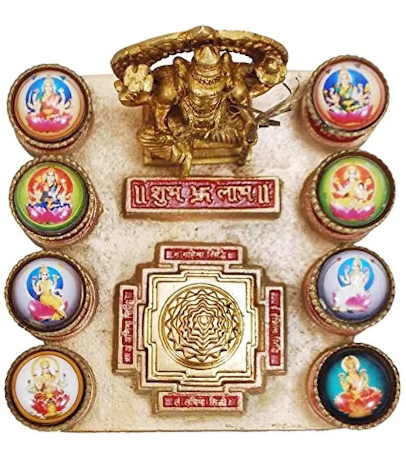 Mahalakshmi Yantra Chowki (Brass Chowki) | Ashtalaxmi Yantra Brass Chowki for Money by Brahmatells