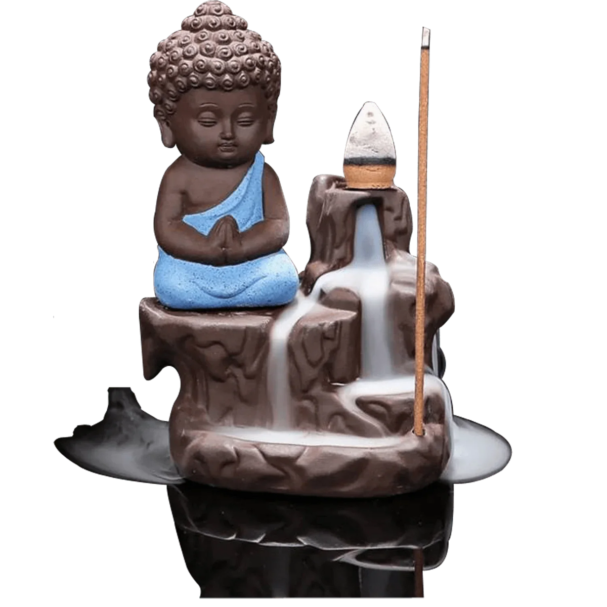 Meditating Little baby Monk Buddha Smoke Backflow (Polyresin, Multicolor) by Brahmatells