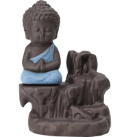 Meditating Little baby Monk Buddha Smoke Backflow (Polyresin, Multicolor) by Brahmatells