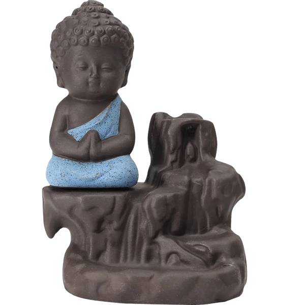 Meditating Little baby Monk Buddha Smoke Backflow (Polyresin, Multicolor) by Brahmatells