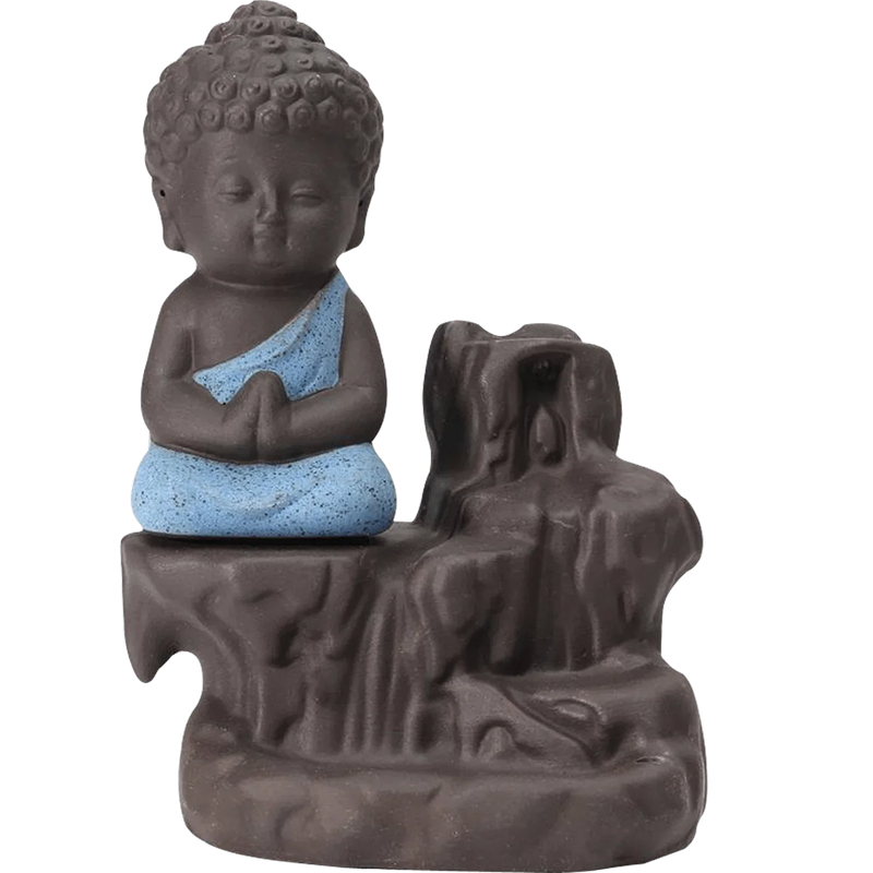 Meditating Little baby Monk Buddha Smoke Backflow (Polyresin, Multicolor) by Brahmatells