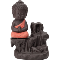 Meditating Little baby Monk Buddha Smoke Backflow (Polyresin, Multicolor) by Brahmatells