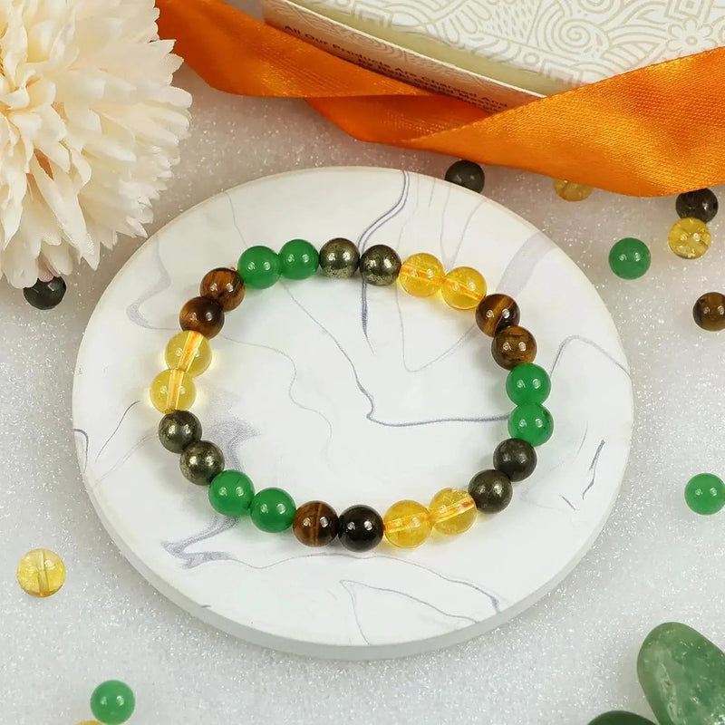 Money Magnet Wealth Bracelet | Pyrite, Tiger Eye, Citrine | 8mm Beads by Brahmatells