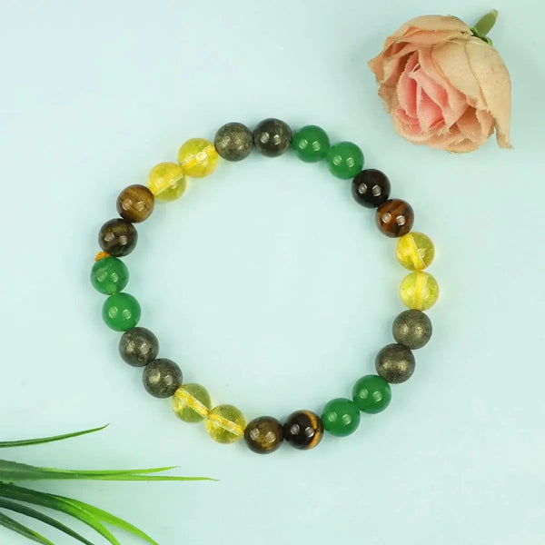 Money Magnet Wealth Bracelet | Pyrite, Tiger Eye, Citrine | 8mm Beads by Brahmatells