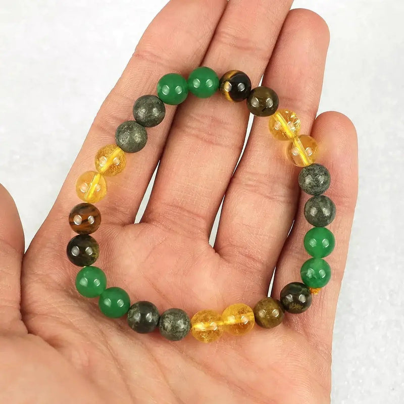 Money Magnet Wealth Bracelet | Pyrite, Tiger Eye, Citrine | 8mm Beads by Brahmatells