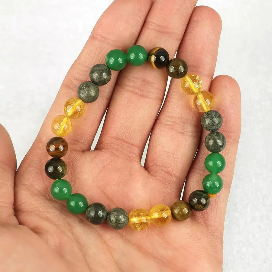 Money Magnet Wealth Bracelet | Pyrite, Tiger Eye, Citrine | 8mm Beads by Brahmatells