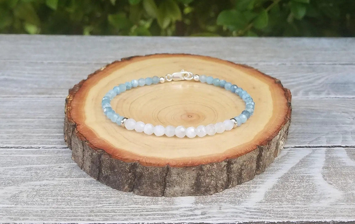 Moonstone & Aquamarine Calming Bracelet by Brahmatells
