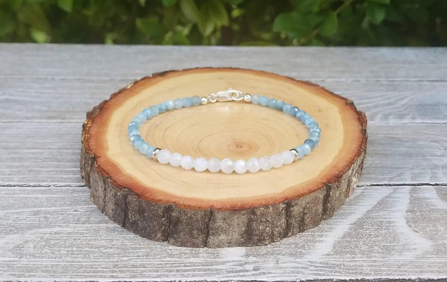 Moonstone & Aquamarine Calming Bracelet by Brahmatells