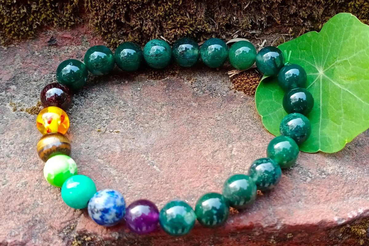 Moss Agate 7 Chakra Bracelet for Energy Harmony | Brahmatells by Brahmatells