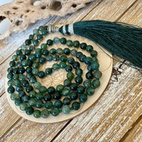 Moss Agate Japa Mala for Meditation | Brahmatells by Brahmatells