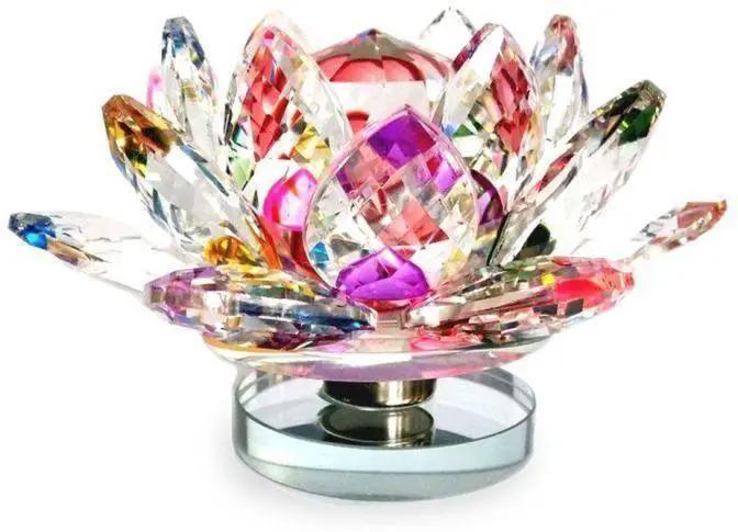 Multi-Color Crystal Lotus Flower with Rotating Base | Brahmatells by Brahmatells
