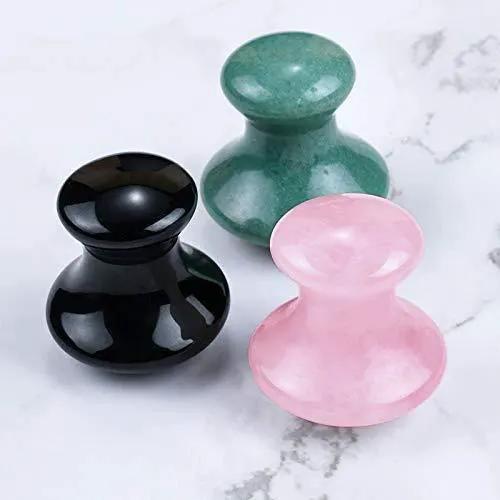 Mushroom-Shaped Gua Sha (Rose Quartz/Green Aventurine/Black Obsidian) by Brahmatells