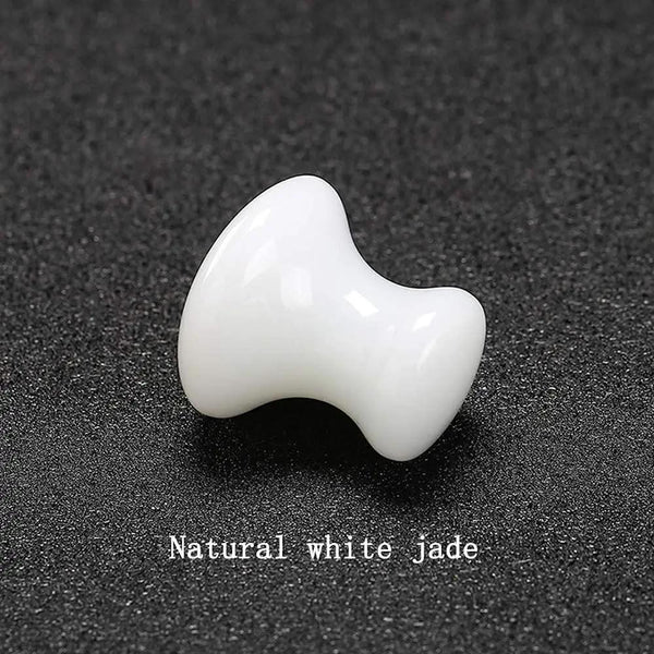 Mushroom Shaped Gua Sha Trio: Rose Quartz, White Jade & Black Agate | Brahmatells by Brahmatells