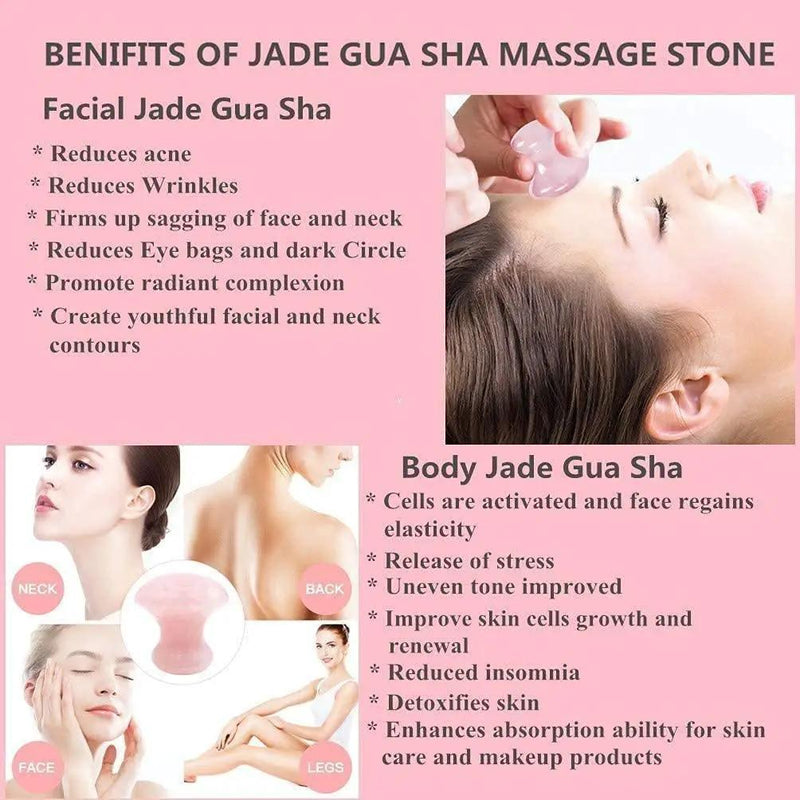 Mushroom Shaped Gua Sha Trio: Rose Quartz, White Jade & Black Agate | Brahmatells by Brahmatells