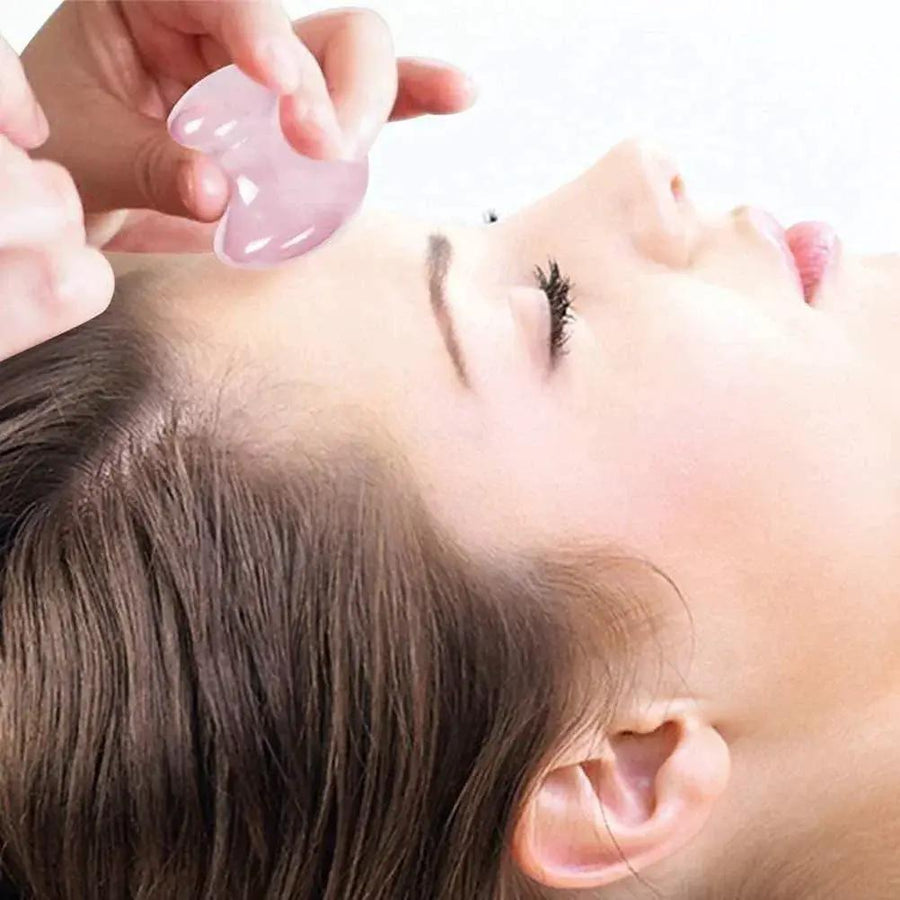 Mushroom Shaped Gua Sha Trio: Rose Quartz, White Jade & Black Agate | Brahmatells by Brahmatells