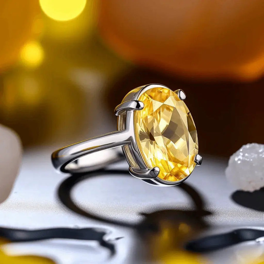 Mustard-Golden Yellow Sapphire Ring - Jupiter's Elegance | Brahmatells by Brahmatells