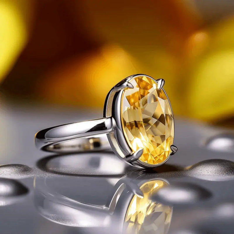 Mustard-Golden Yellow Sapphire Ring - Jupiter's Elegance | Brahmatells by Brahmatells
