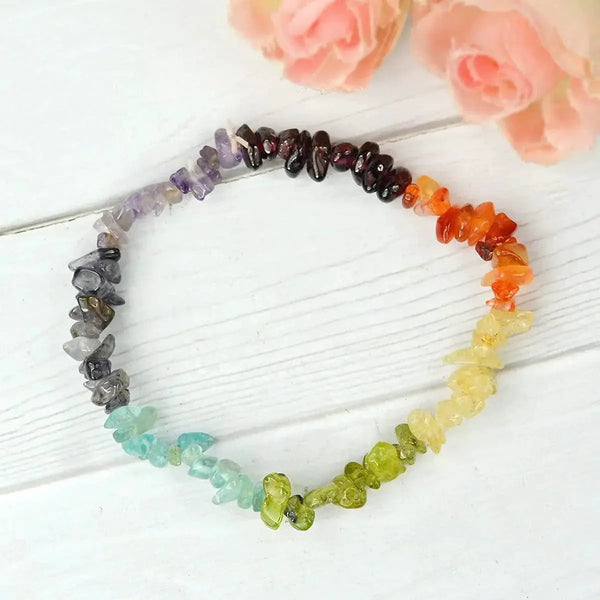 7 Chakra Crystal Chip Bracelet – Natural Multicolor Stones by Brahmatells