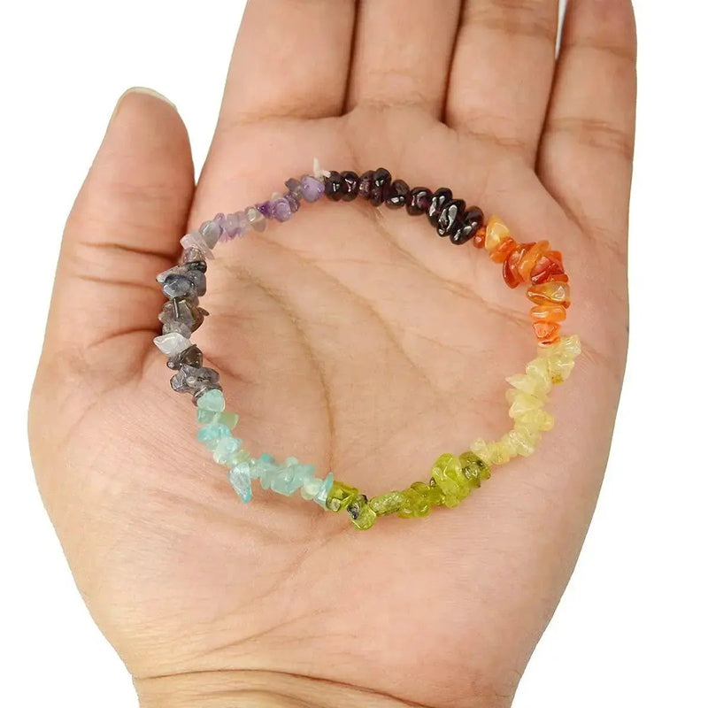 7 Chakra Crystal Chip Bracelet – Natural Multicolor Stones by Brahmatells