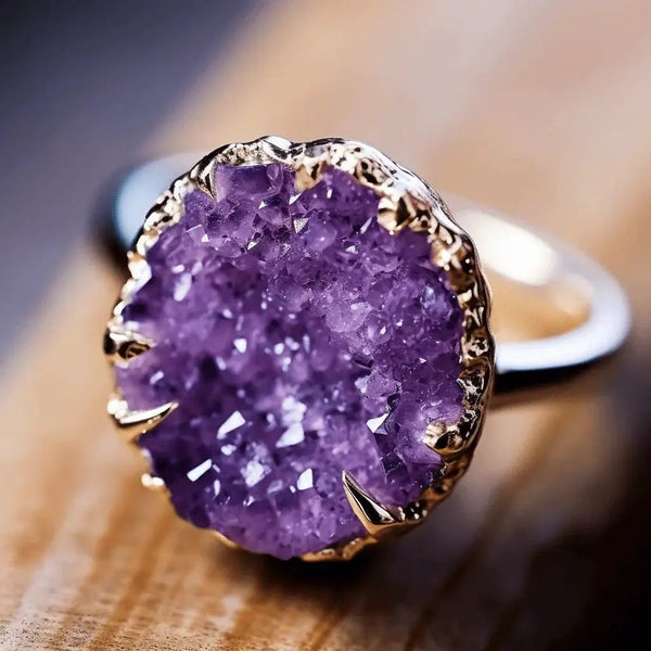 Natural Amethyst Adjustable Ring for Serenity | Brahmatells by Brahmatells