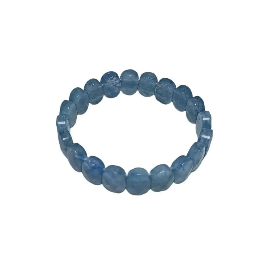 Aquamarine Crystal Bracelet – 14mm Faceted Blue Beads by Brahmatells