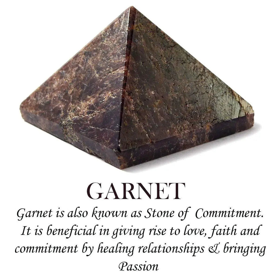 Natural Crystal Stone Garnet Pyramid, Standard, Red, by Brahmatells