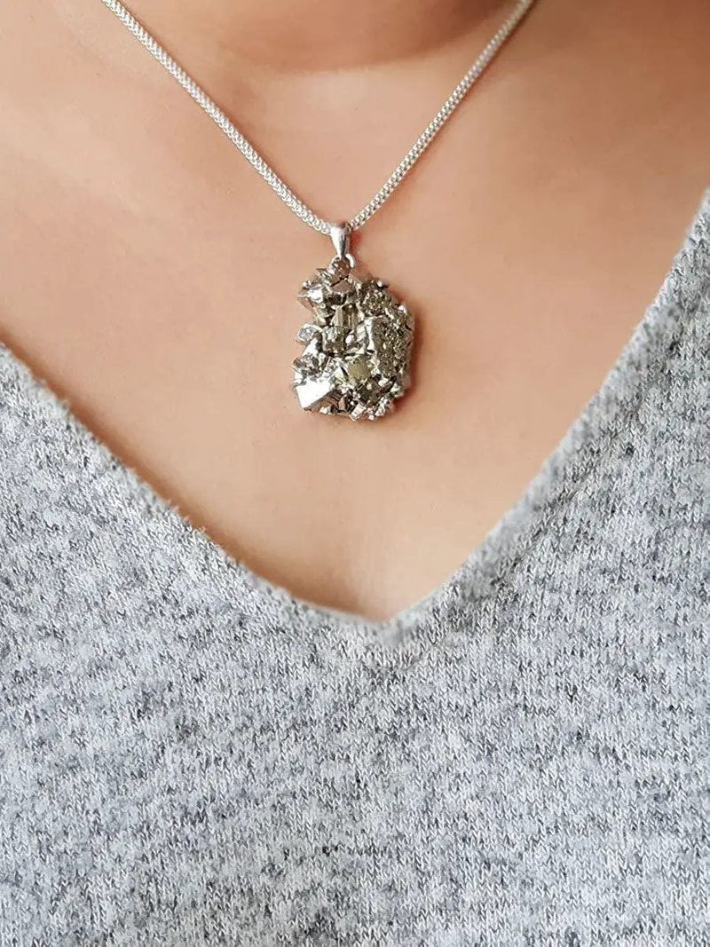 Natural Golden pyrite Wealth Finance Rough Raw Uneven shape Crystal pendant For Men And Women Without Chain by brahmatells