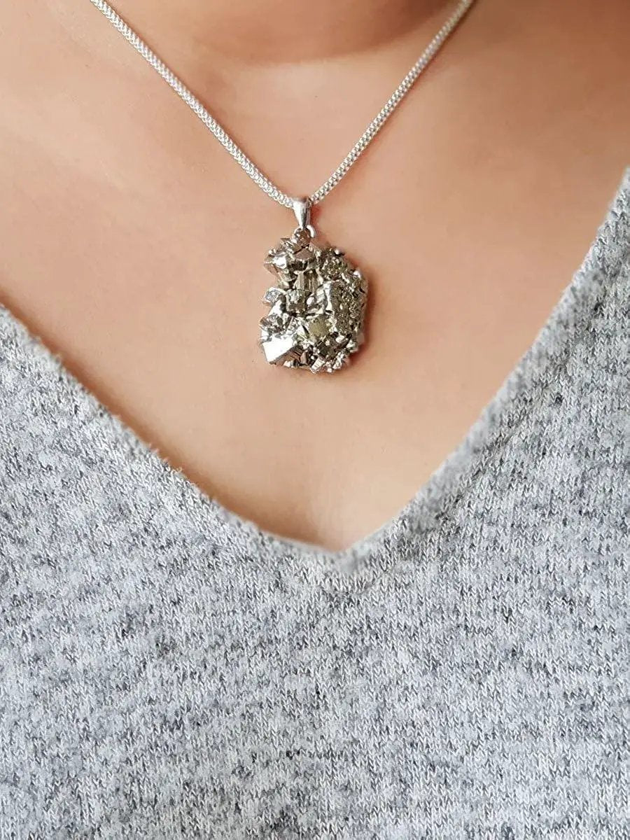 Natural Golden pyrite Wealth Finance Rough Raw Uneven shape Crystal pendant For Men And Women Without Chain by brahmatells