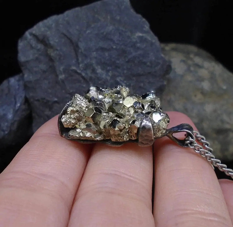 Natural Golden pyrite Wealth Finance Rough Raw Uneven shape Crystal pendant For Men And Women Without Chain by brahmatells