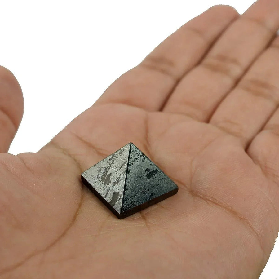 Natural Hematite Pyramid for Reiki Healing and Crystal Healing Stone Pyramid (Color : Silver & Black) by Brahmatells