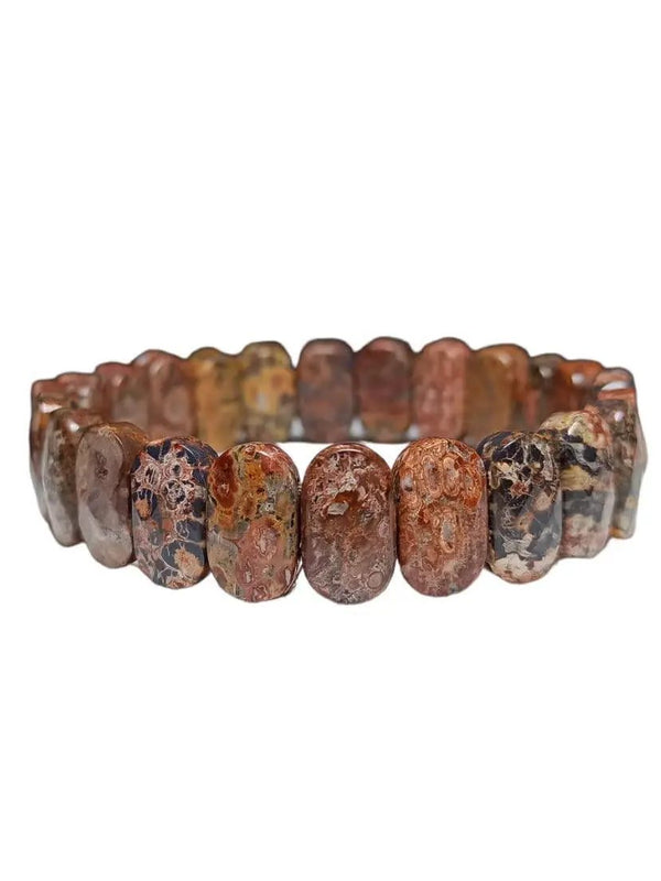 Leopard Skin Jasper Crystal Bracelet – Faceted 14mm Beads by Brahmatells