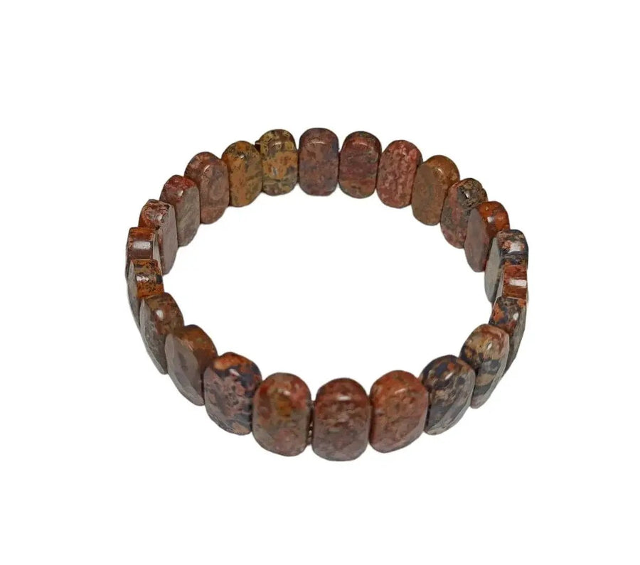 Leopard Skin Jasper Crystal Bracelet – Faceted 14mm Beads by Brahmatells