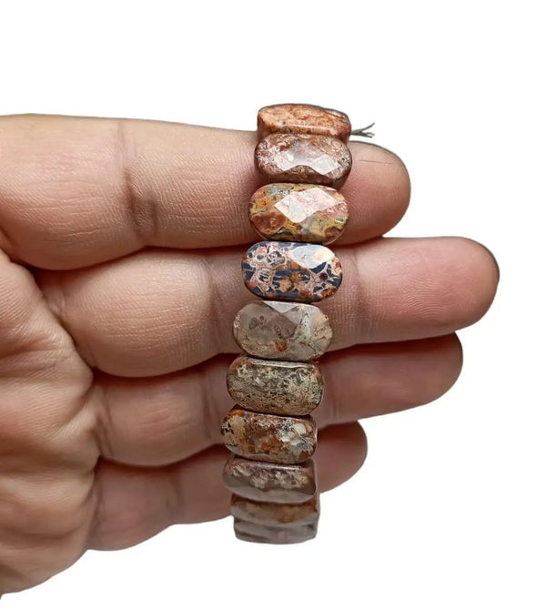 Leopard Skin Jasper Crystal Bracelet – Faceted 14mm Beads by Brahmatells