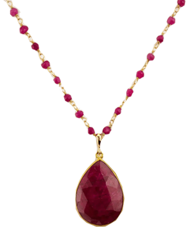 Natural Pear-Drop Ruby Manak Pendant - Unleash Your Power | Brahmatells by Brahmatells