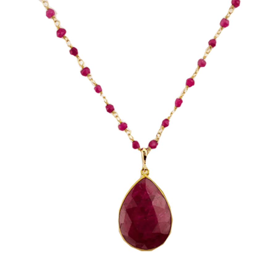 Natural Pear-Drop Ruby Manak Pendant - Unleash Your Power | Brahmatells by Brahmatells