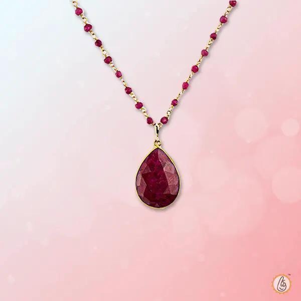 Natural Pear-Drop Ruby Manak Pendant - Unleash Your Power | Brahmatells by Brahmatells