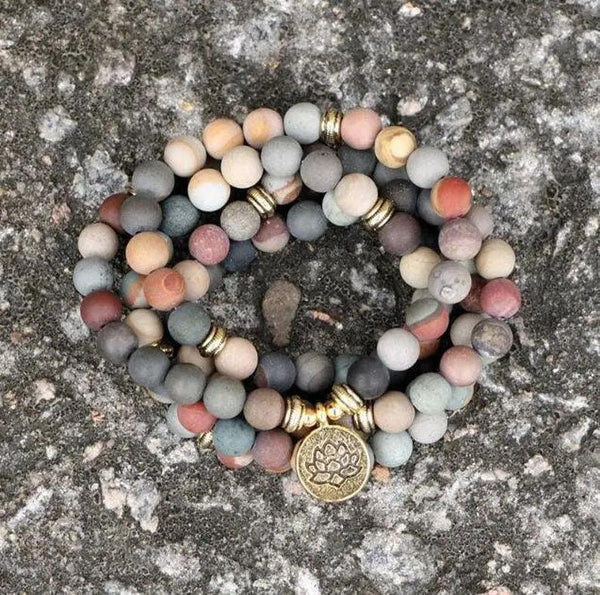 Natural Picture Jasper 108 Mala Beads Necklace - Grounding & Creativity | Brahmatells by Brahmatells