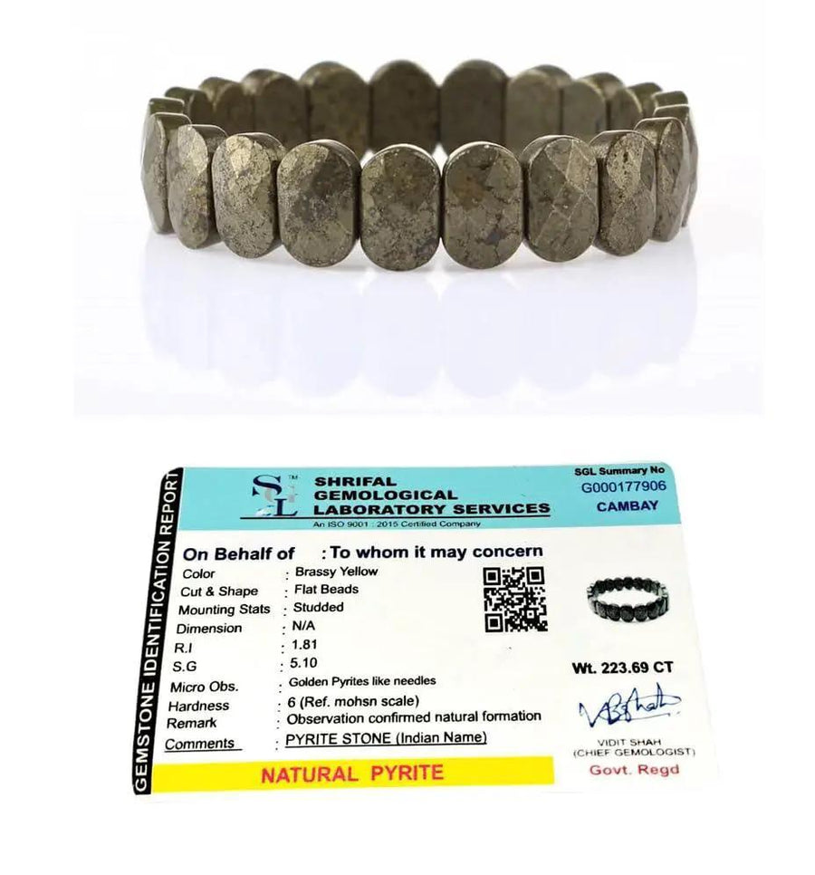 Natural Pyrite Crystal Bracelet for Good Luck & Abundance by Brahmatells