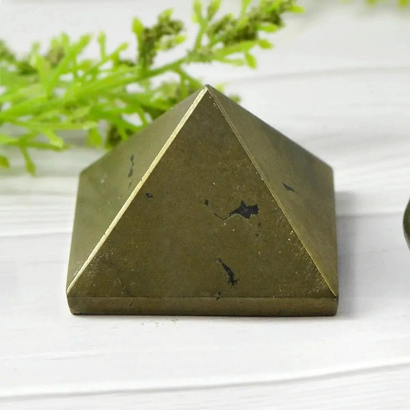 Natural Pyrite Pyramid for Reiki Healing and Crystal Healing (Color : Golden) by Brahmatells