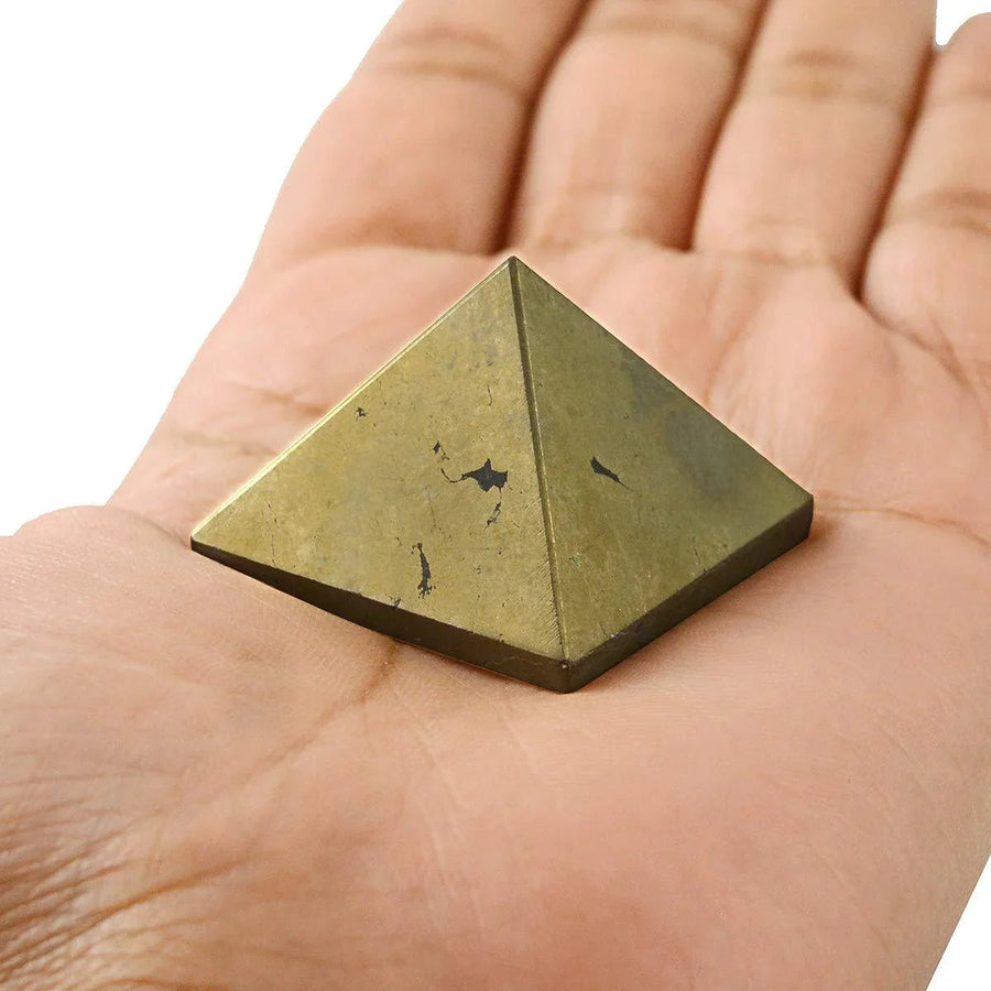 Natural Pyrite Pyramid for Reiki Healing and Crystal Healing (Color : Golden) by Brahmatells