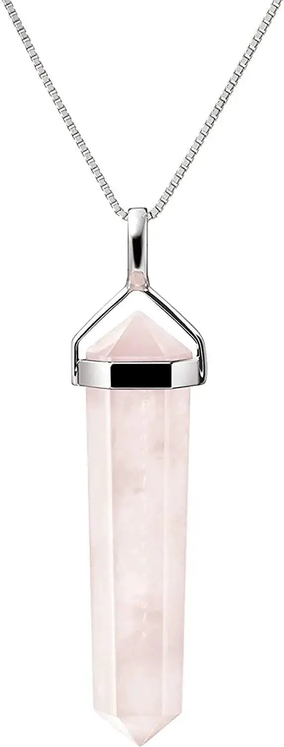 Natural Stone Healing Agate Crystal Gemstone Positive Energy stone Double Point Pendant by brahmatells