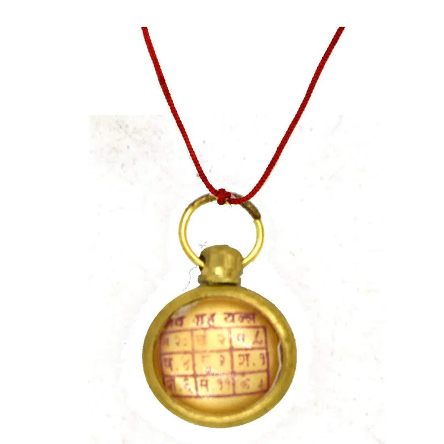 Navgrh Astadhatu Brass Yantra Locket with Cotton Dori for Pooja, Health, Wealth, Prosperity and Success by Brahmatells