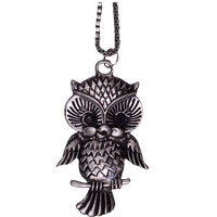 Necklace with long chain for girls, Oxidised Metal Owl Pendant by Brahmatells