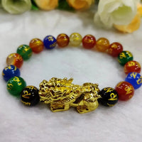 Om Mani Padme Hum Black Obsidian & Onyx Feng Shui Bracelet by Brahmatells