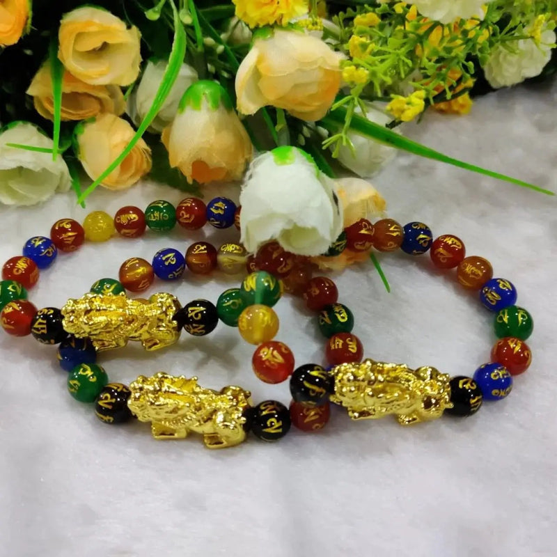 Om Mani Padme Hum Black Obsidian & Onyx Feng Shui Bracelet by Brahmatells