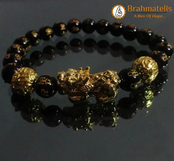 Om Mani Padme Hum Black Tourmaline Bracelet | Brahmatells by Brahmatells