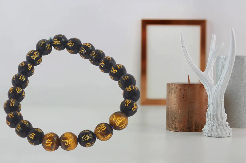 Om Mani Padme Hum Black Tourmaline Bracelet | Brahmatells by Brahmatells